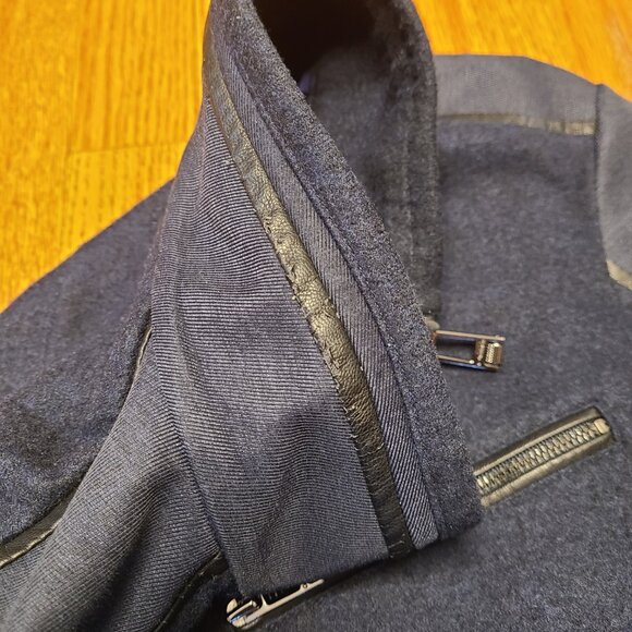 Calvin Klein Premium Wool Jacket With Faux Leather Denim Trim Size Medium - Picture 10 of 12
